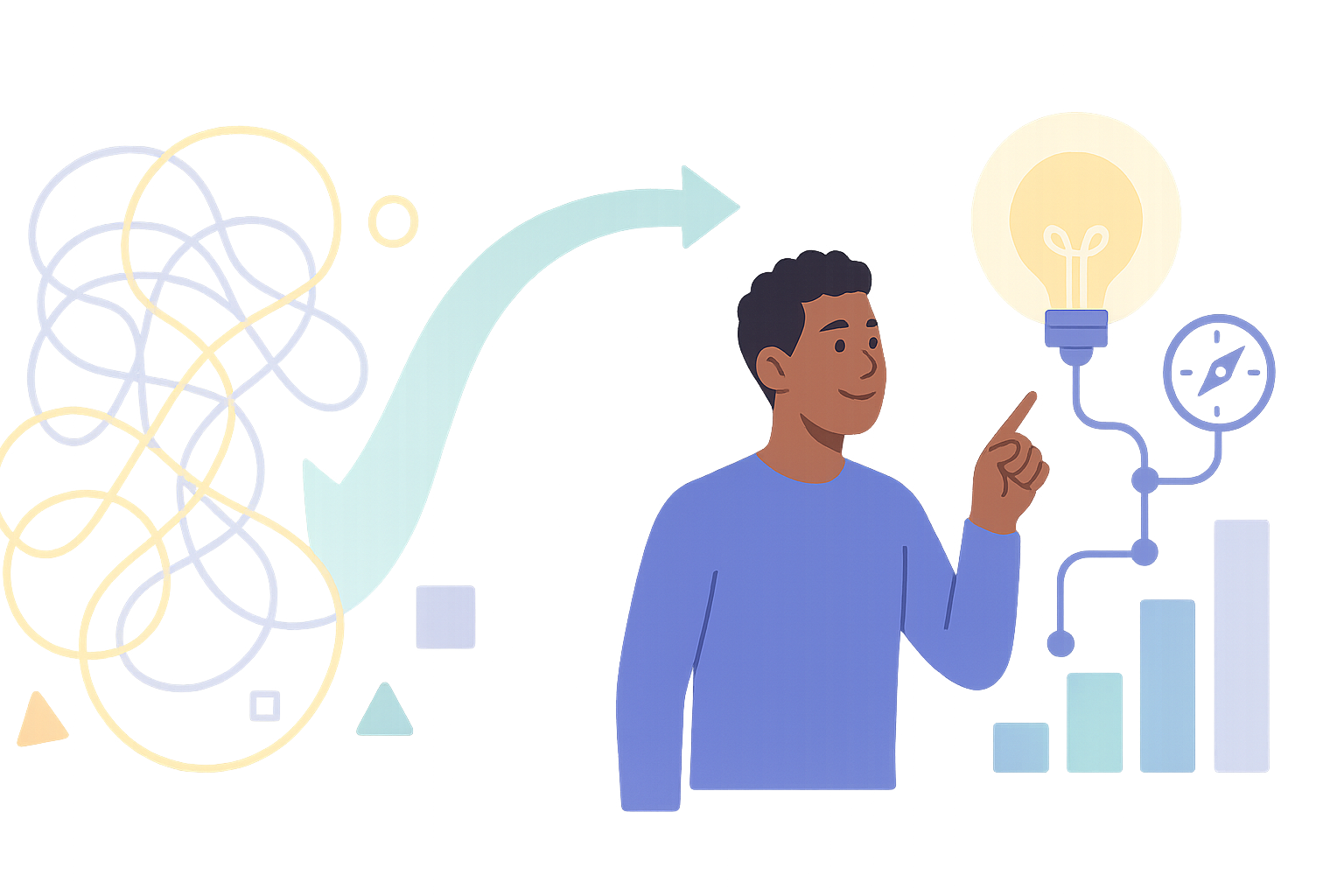 Illustration symbolizing PoweredADHD's mission of guiding entrepreneurs with ADHD towards clarity and empowerment.