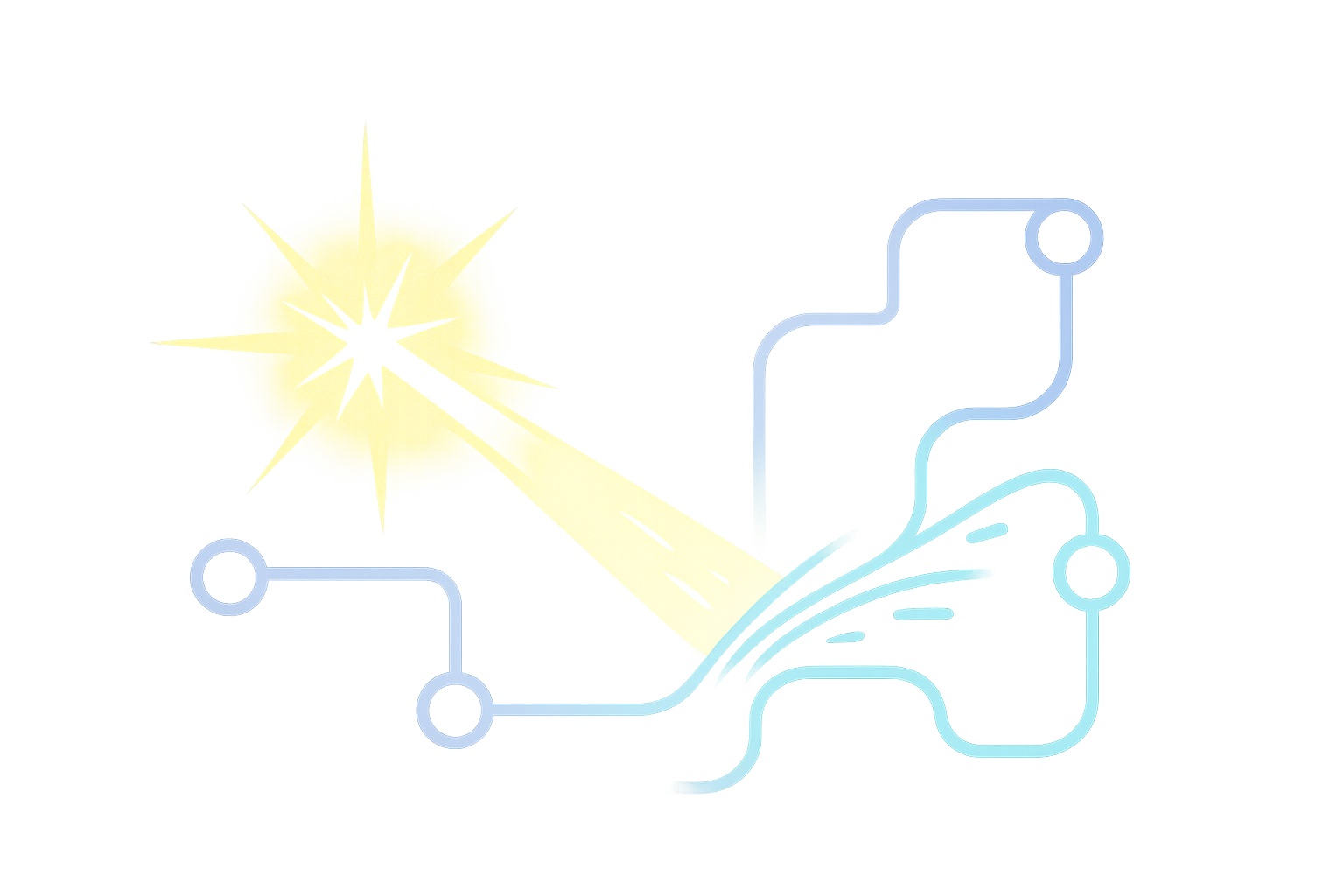 Abstract illustration symbolizing the ADHD interest-based nervous system: a vibrant spark igniting a pathway, representing how interest activates focus and motivation.